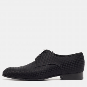 Pre Owned Louis Vuitton Black Petit Damier Fabric Solferino Derby Size 40.5