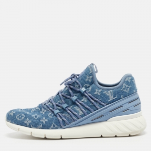 Louis Vuitton Blue Monogram Denim Fastlane Sneakers Size 42