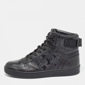 Louis Vuitton Black Leather Rivoli High Top Sneakers Size 40