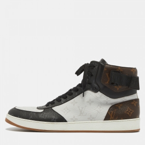 Louis Vuitton Tricolor Monogram Canvas And Leather Rivoli High Top Sneakers Size 47