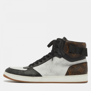 Pre Owned Louis Vuitton Tricolor Monogram Canvas And Leather Rivoli High Top Sneakers Size 47