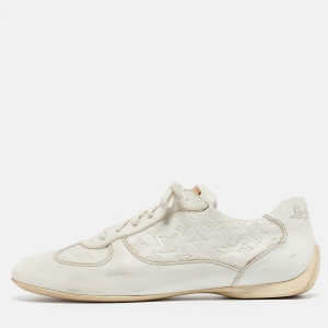 Louis Vuitton White Leather Low Top Sneakers Size 44.5