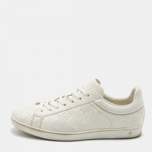 Louis Vuitton White Monogram Embossed Leather Luxembourg Sneakers Size 41.5