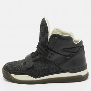 Pre Owned Louis Vuitton Black Leather and Fabric Trailblazer Sneakers Size 42