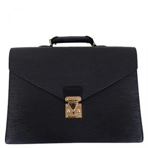 Pre Owned Louis Vuitton Noir Epi Leather Serviette Conseiller Briefcase