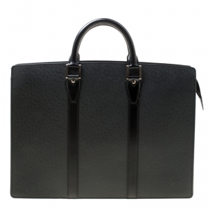 Louis Vuitton Black Taiga Leather Lozan Briefcase