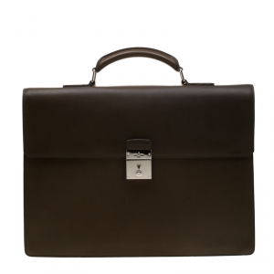 مملوكة مسبقًا Louis Vuitton Olive Green Leather Robusto I Briefcase 
