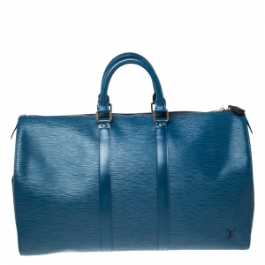 Louis Vuitton Toledo Blue Epi Leather Keepall 45 Bag