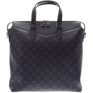 Pre Owned Louis Vuitton Black Monogram Canvas Leather Eclipse Briefcase