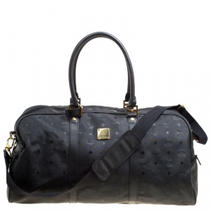 MCM Black Visetos Nylon Large Duffle Bag