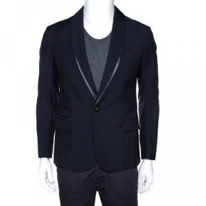 Pre Owned McQ by Alexander McQueen Navy Blue Slim Fit Tuxedo Jacket M 