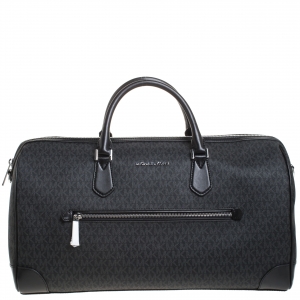 Michael Kors Black Signature Coated Canvas XL Travel Duffle Bag