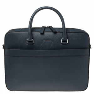 Michael Kors Navy Blue Leather Harrson Briefcase