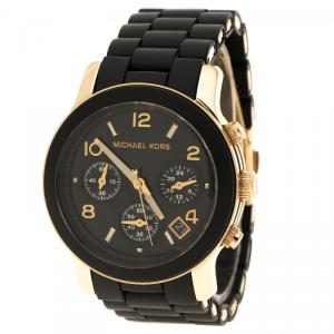 Michael Kors Black Gold Plated Steel Runway MK5191 Men's Wristwatch 39 mm