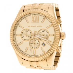 Michael Kors Gold Plated Steel Lexington Chronograph MK8281 Men's Wristwatch 45 mm