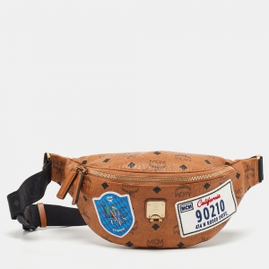 MCM Cognac Visetos Coated Canvas Medium California Patch Fursten Belt Bag