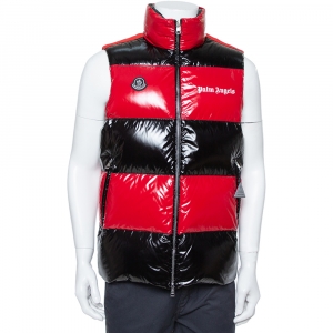 Moncler X Palm Angels Red & Black Synthetic Goose Down Filled Puffer Jacket S