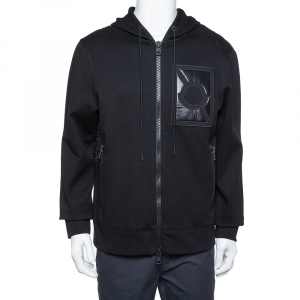 Moncler Black Knit Puffer Back Detail Hoodie XL