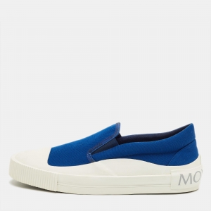 Pre Owned Moncler Blue Canvas Glisserie Slip On Sneakers Size 45