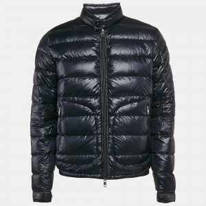 Moncler Longue Saison Blue Nylon Down Jacket L