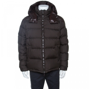 Moncler Brown Quilted Down Hooded Puffer Jacket XXL