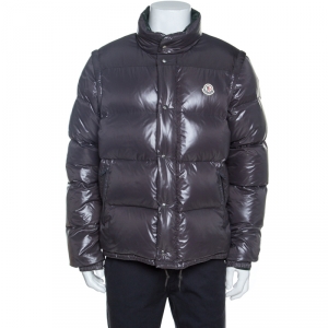 Moncler Grey Down Convertible Hooded Puffer Jacket / Vest XXL