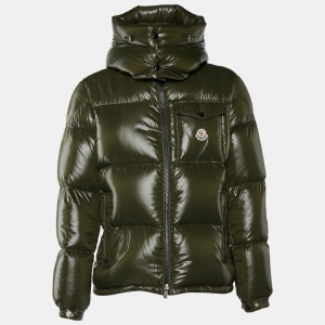 Moncler Olive Green Quilted Synthetic Hooded Montbeliard Jacket XL