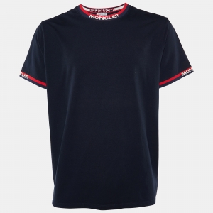 Moncler Navy Blue Cotton Knit Crewneck T-Shirt 2XL