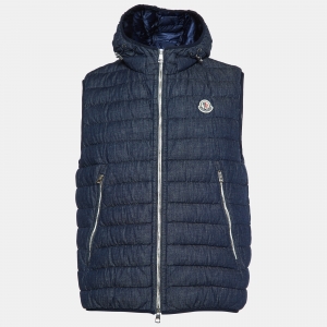 Moncler Navy Blue Cotton Quilted Puffer Vest M