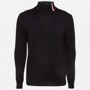 Moncler Black Wool Knit Turtleneck Sweater L