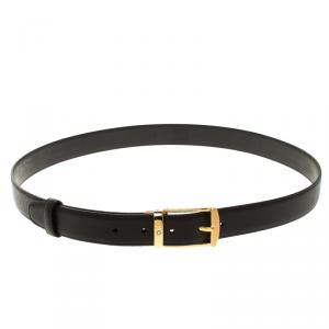 Montblanc Dark Brown Saffiano Leather Buckle Belt 120 CM
