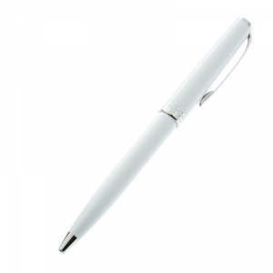 Pre Owned Montblanc White Resin Platinum Finish Ballpoint Pen