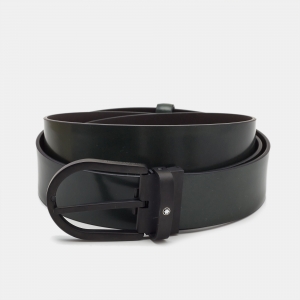 Montblanc Green/Black Leather Cut to Size Reversible Buckle Belt 