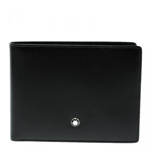 Pre Owned Montblanc Black Leather 6cc Bifold Wallet 