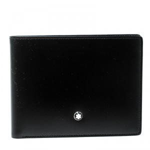 Pre Owned Montblanc Black Leather Miesterstuck Bifold Wallet