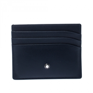 Pre Owned Montblanc Navy Blue Meisterstuck Leather Card Holder 6CC