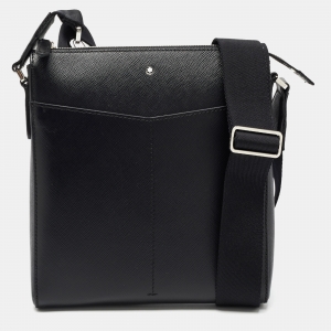 Montblanc Black Leather Sartorial Zip Messenger Bag