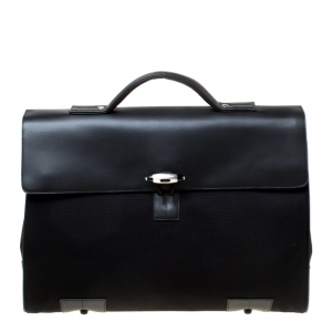 Montblanc Black Fabric and Leather Double Gusset Nightflight Briefcase
