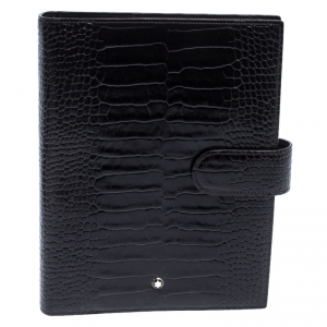 Pre Owned Montblanc Dark Brown Crocodile Embossed Medium La Vie De Boheme Organizer