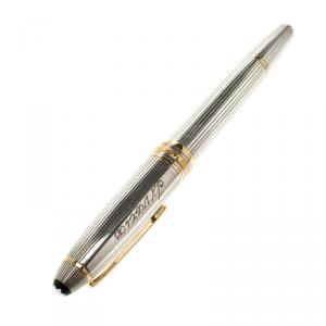 Pre Owned Montblanc Meisterstuck Solitaire 146 Silver Fountain Pen, 18k Gold Nib