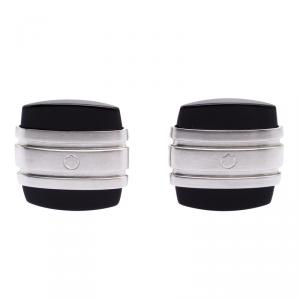Pre Owned Montblanc Iconic Black Onyx Stainless Steel Cufflinks