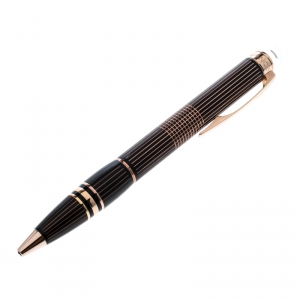 Pre Owned Montblanc StarWalker Black Lacquer Pin Striped Textured Rose Gold Finish Ballpoint Pen