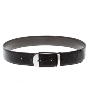 Montblanc Dark Brown Lizard Embossed Leather Belt 95cm