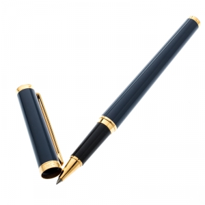 Pre Owned Montblanc Noblesse Oblige Blue Resin Gold Tone Rollerball Pen