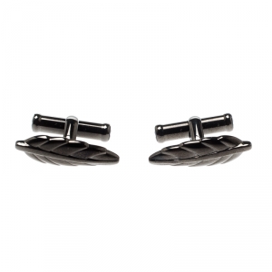 Pre Owned Montblanc D. Defoe PVD Coated Stainless Steel Leaf Cufflinks
