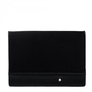 Pre Owned Montblanc Black Fabric and Leather Nightflight Passport Holder