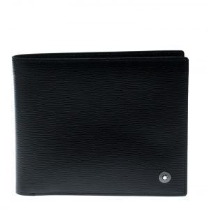 Pre Owned Montblanc Black Leather Westside Bifold Wallet 