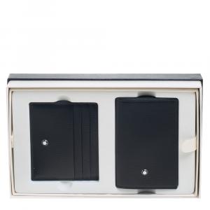 Pre Owned Montblanc Black Leather Meisterstuck Business Card Holder Set