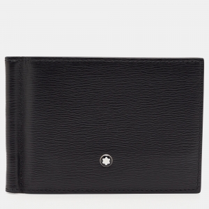 Montblanc Black Leather Meisterstück 6CC Money Clip Wallet