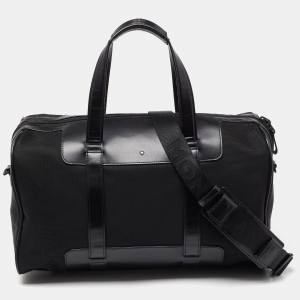 Montblanc Black Nylon and Leather Nightflight Weekender Bag